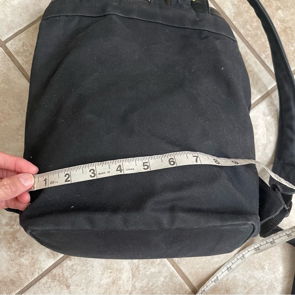 Fiocci Black‎ Made In Italy Backpack  Pockets Leather & Canvas Adjustable Straps - Picture 4 of 14